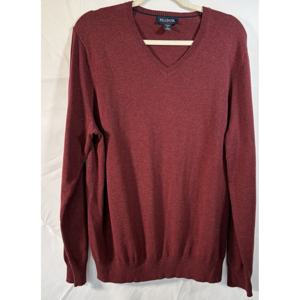 Jos. A. Bank Sweater Size L Maroon Pullover Cotton Long Sleeve